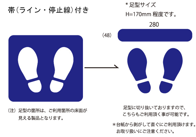 足型整列誘導ステッカー(ライン)